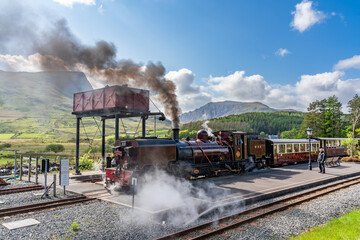 Steam Train at Rhydd Ddu Station Snowdonia