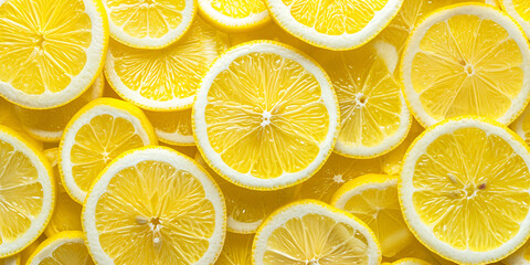  A close up of a pile of yellow lemon slices. generative ai