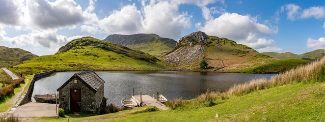 Llyn y Dywarchen a small fishing lake in Snowdonia