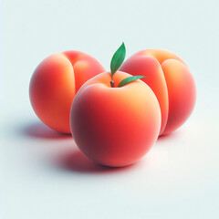 peach on white background, digital art, 3d rendering