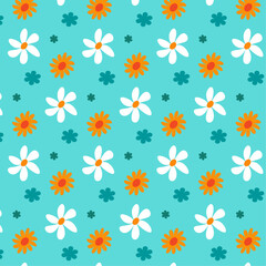 Seamless background flowers with chamomile