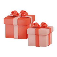 3D icon gift box transparent red colour with ribbon for valentine decoration 