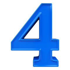 4 number Blue  3D render