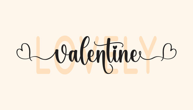 Valentines day, New handwritten calligraphy text. background with heart pattern and typography.