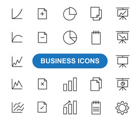 Business icon set. Most popular Business icon. Line shape Business symbol