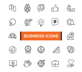 Business icon set. Most popular Business icon. Line shape Business symbol