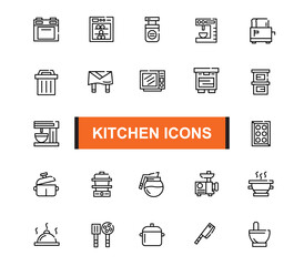 Kitchen icon set. Most popular Kitchen icon. Line shape Kitchen symbol