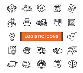 Logistics icon set. Most popular logistics icons