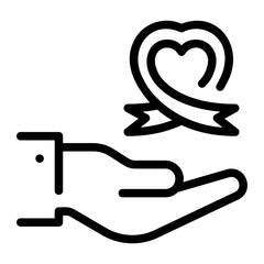 cancer ribbon line icon