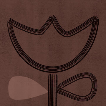 Drawing of  abstract flower with earth tone colours.