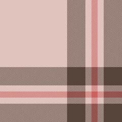 Plaid check pattern in pink. Seamless fabric texture. Tartan textile print.