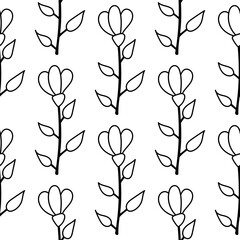 flowers garden warm beautiful vector pattern line