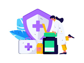 Medical characters fighting the epidemic flat vector concept operation hand drawn illustration
