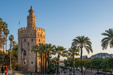 The Torre del Oro (The Gold Tower), Seville, Spain. - obrazy, fototapety, plakaty