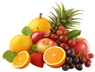 Naklejka na ściany i meble A pile of colorful fruit, arranged in a pyramid shape, DieCut PNG