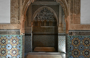 Arches in Moroccan Mausoleum at Saadian Tombs, Marrakech