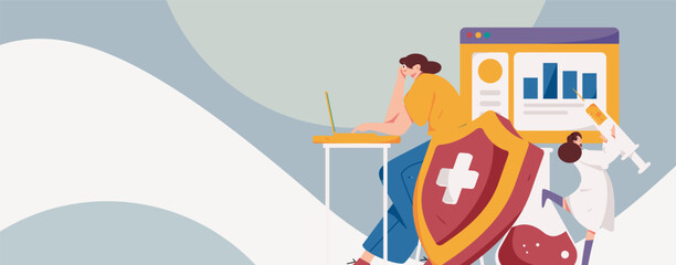 Naklejka premium Medical characters fighting the epidemic flat vector concept operation hand drawn illustration 