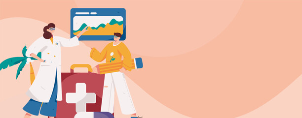 Medical characters fighting the epidemic flat vector concept operation hand drawn illustration
