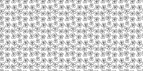 Seamless vector pattern with hand-drawn flowers. Black and white illustration for print, packaging, banner, textile, wallpaper, children's design
