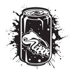 Can in cartoon, doodle style. Isolated 2d vector illustration in logo, icon, sketch style, Eps 10, black and white. AI Generative