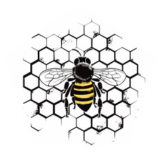 Honigbiene auf Wabenmuster vektor