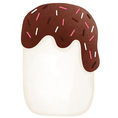 Watercolor valentine marshmallow clipart with chocolate.Hand painted valentine dessert clipart.Valentines treats watercolor clipart for digital designs. 