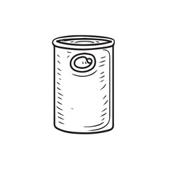 Can in cartoon, doodle style. Isolated 2d vector illustration in logo, icon, sketch style, Eps 10, black and white. AI Generative