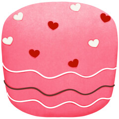 Romantic watercolor strawberry marshmallow clipart.Valentine sweet illustration.Festive love decoration.Wedding,Invitation,Greeting.