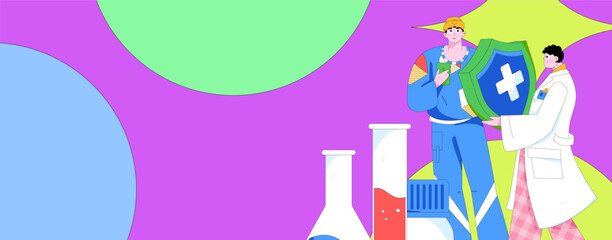 Medical characters fighting the epidemic flat vector concept operation hand drawn illustration
