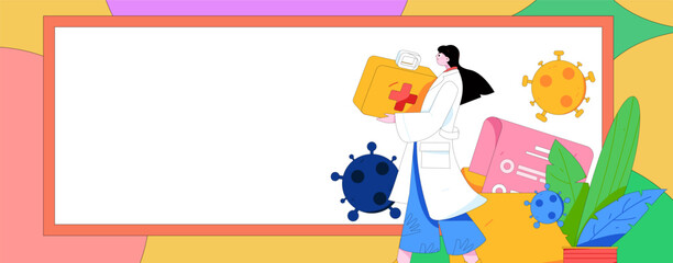 Medical characters fighting the epidemic flat vector concept operation hand drawn illustration
