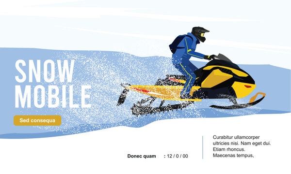 Premium editable vector file of snowmobile with beautiful scene in the background best for your digital design and print mockup