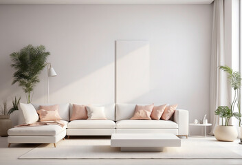 modern white living room with sofa