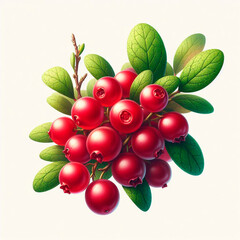 cranberry on white background, digital art, 3d rendering