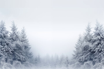 Snow-covered fir tree branches creating a minimalist winter scene