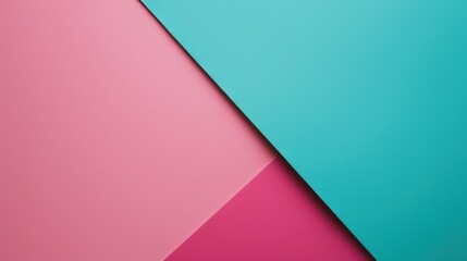 Abstract minimalist background with cyan and magenta paper colors, presenting a simple and modern design with shades of pink and blue.
