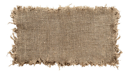 Burlap texture. A piece of torn burlap on a white background. Canvas. Packing material - obrazy, fototapety, plakaty