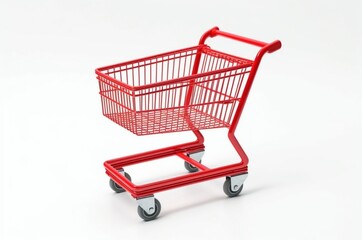miniature shopping cart with wheels isolated on white background. generative ai