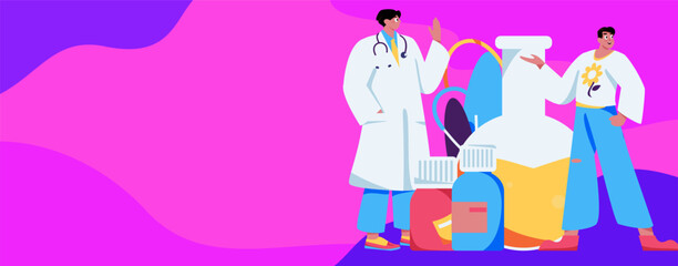 Medical characters fighting the epidemic flat vector concept operation hand drawn illustration
