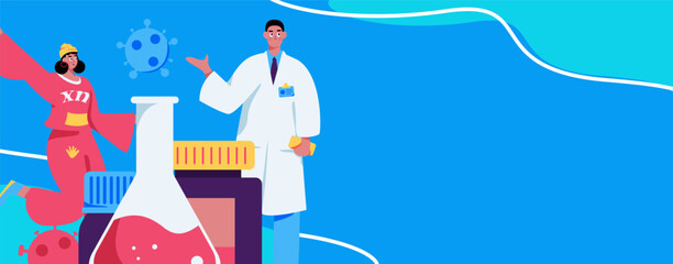 Medical characters fighting the epidemic flat vector concept operation hand drawn illustration
