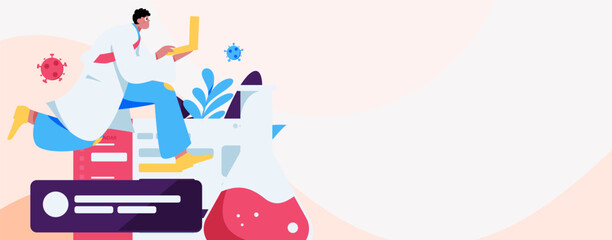 Medical characters fighting the epidemic flat vector concept operation hand drawn illustration
