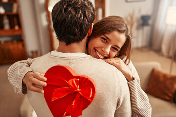 Valentine's Day. Couple in love at home.