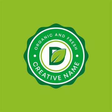 Premium Editable Organic emblem eco Letter D stamp logo