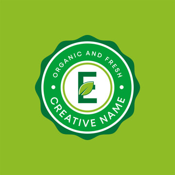Premium Editable Organic emblem eco Letter E stamp logo