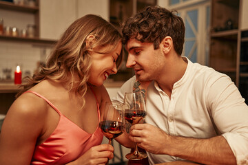 Valentine's Day. Couple in love at home.