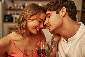 Valentine's Day. Couple in love at home.