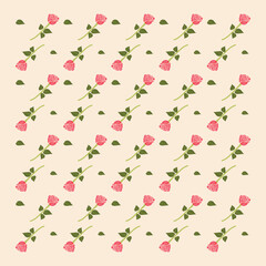 Seamless pattern with rose silhouettes. Vintage flowers