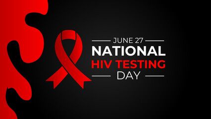 HIV Testing day is observed every year on June 27th to encourage people to get tested for (human immunodeficiency virus), know their status, and get linked to care and treatment. banner, cover, flyer.