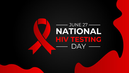 HIV Testing day is observed every year on June 27th to encourage people to get tested for (human immunodeficiency virus), know their status, and get linked to care and treatment. banner, cover, flyer.