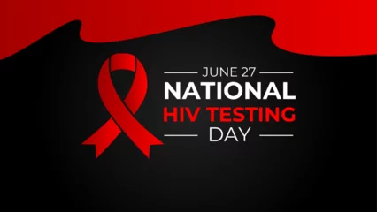 Fotobehang HIV Testing day is observed every year on June 27th to encourage people to get tested for (human immunodeficiency virus), know their status, and get linked to care and treatment. banner, cover, flyer. © Umar