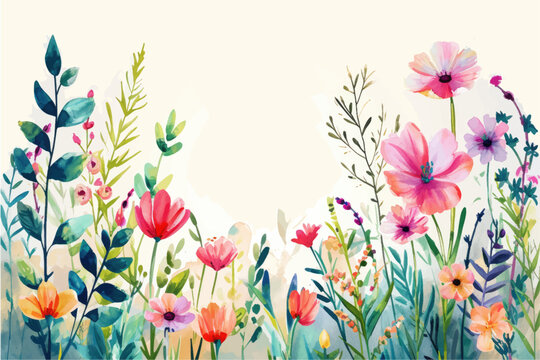 Vector watercolor spring banner